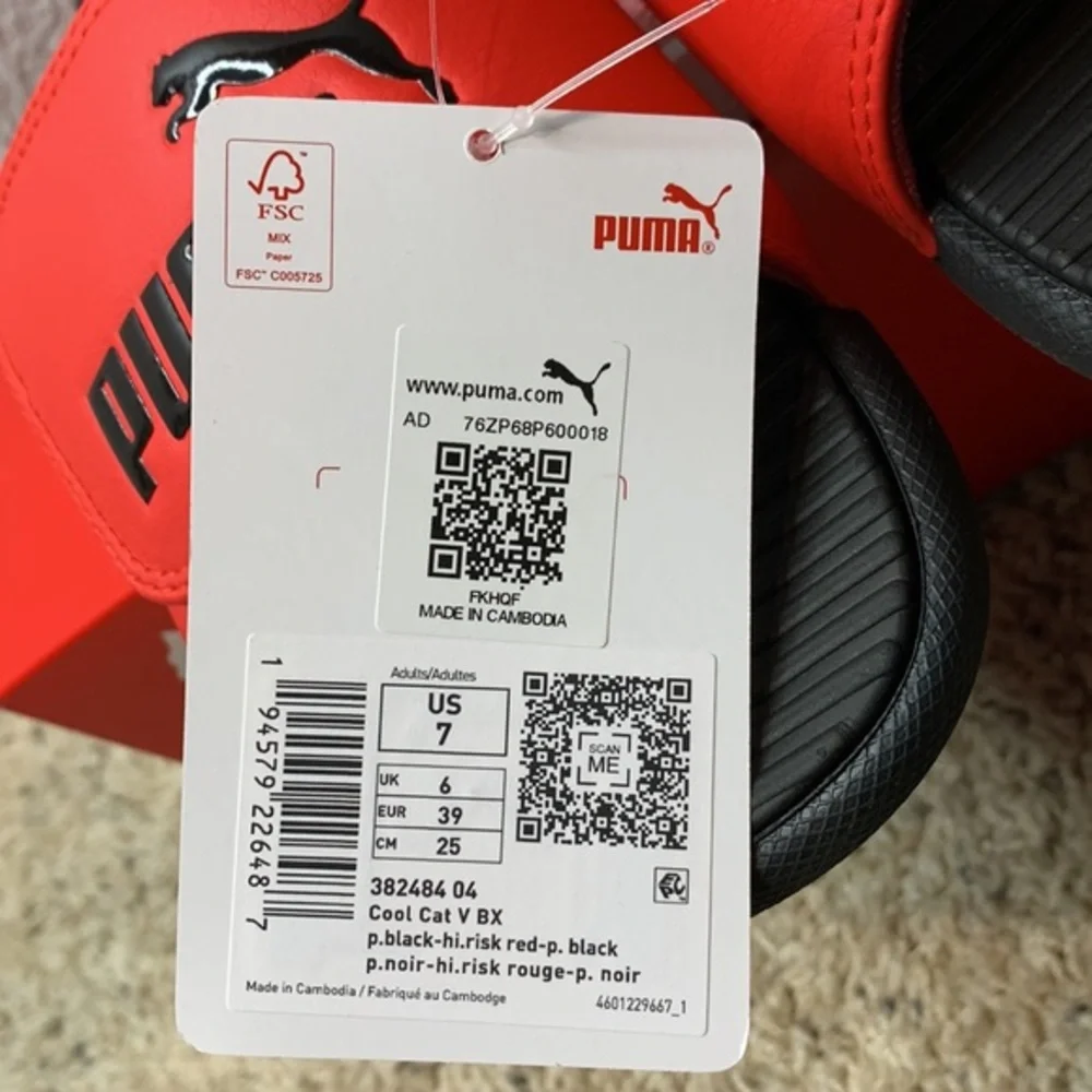 Puma Cool Cat V BX Men's Red Slides sz 7